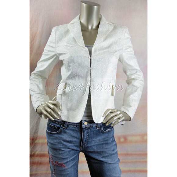 $1600 AKRIS Punto Ivory Off White Textured Raised Fitted Jacket 6 - Picture 1 of 7